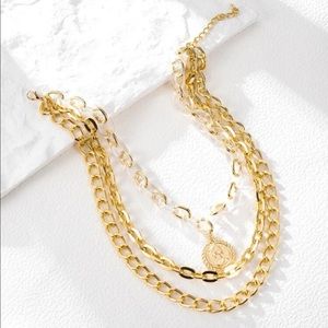 14k gold played layered necklace